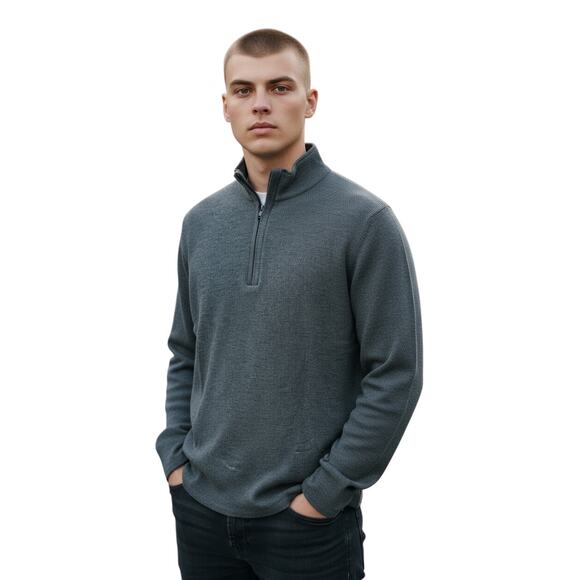 Michael Kors Men Gray Lightweight Quarter Zip Long Sleeves Sweater Size XL - Picture 1 of 8